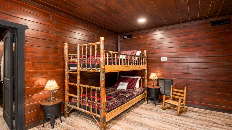 Room for more in the gameroom with these bunk beds. at Stonehenge Cabin in Gatlinburg TN