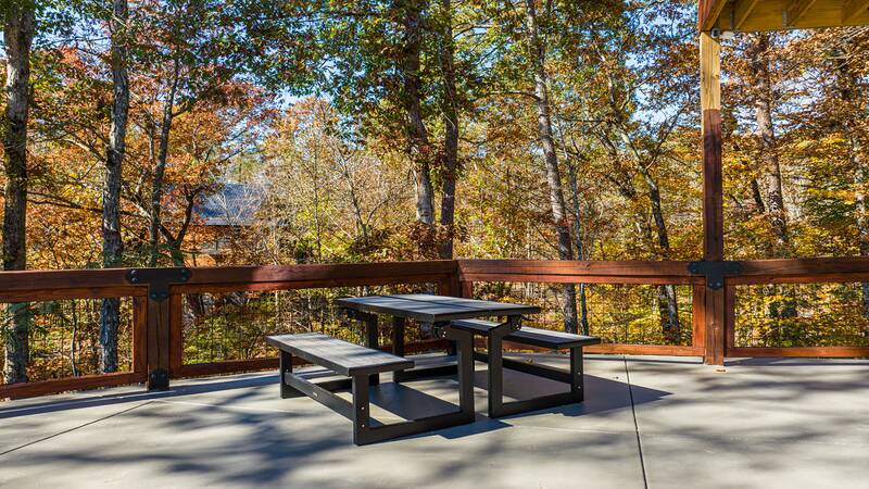 Enjoy family picnics to outdoor dinners on your cabin's deck.. at Stonehenge Cabin in Gatlinburg TN