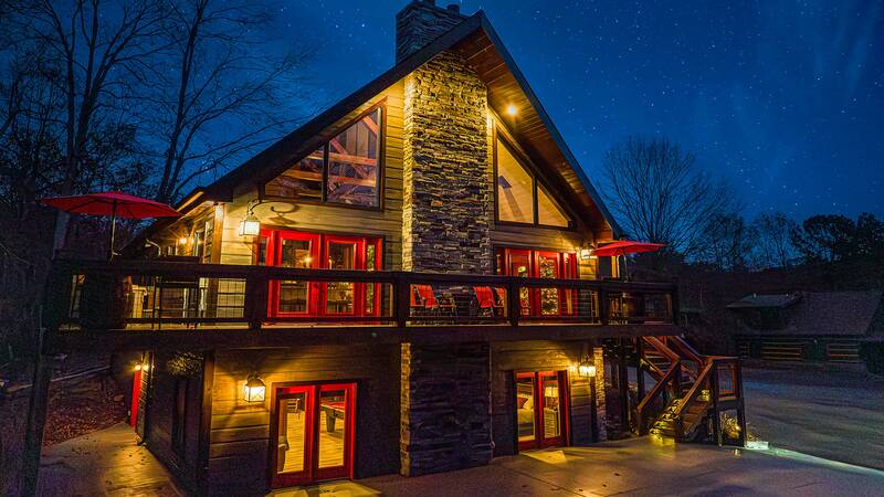 Relax under the night skies over your Smokies cabin rental. at Stonehenge Cabin in Gatlinburg TN