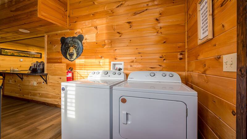 Smokies cabin's washer and dryer. at Mountain Whispers in Gatlinburg TN