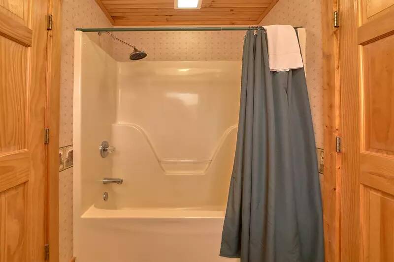 Tub and shower in your third bath. at Wrap Around The Son in Gatlinburg TN