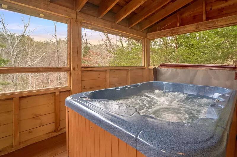 Come relax in a hot tub for the family. at Wrap Around The Son in Gatlinburg TN