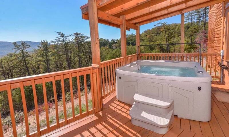 Turn on the hot tub bubbles and soak in the Smoky Mountain views!  at Mother's Dream in Gatlinburg TN