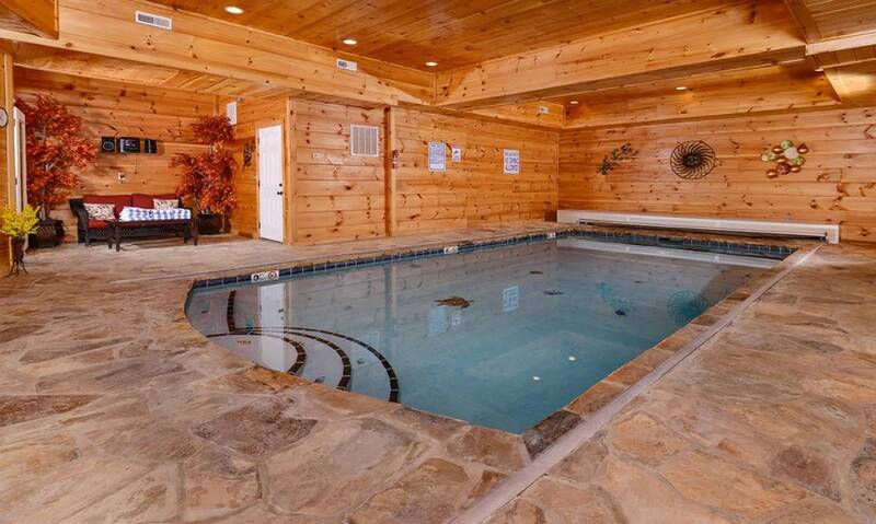 Indoor swimming pool at your Pigeon Forge area cabin rental. at Mother's Dream in Gatlinburg TN