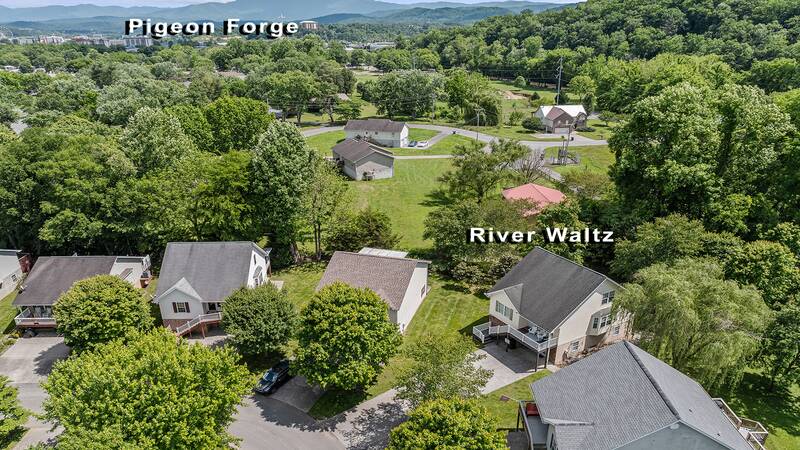 Aerial view of River Waltz cottage. at River Waltz in Gatlinburg TN