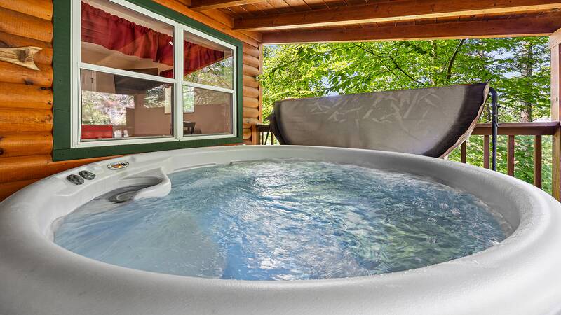 Early morning or late evening dips in the hot tub are realy nice. at Bear Crossing in Gatlinburg TN