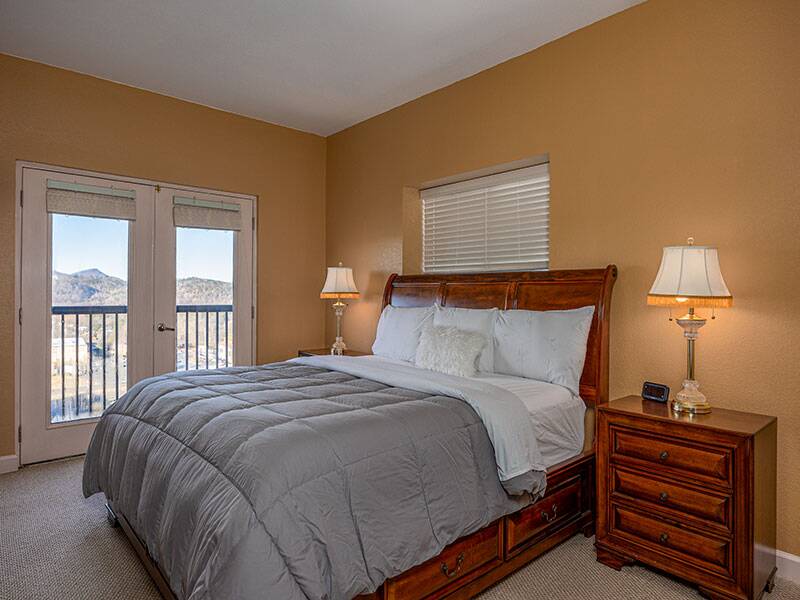 Pigeon Forge condo's 2nd bedroom with king bed. at Mountain View Plaza in Gatlinburg TN