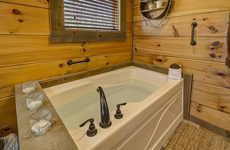 Jacuzzi in your rental cabin in the Smokies. at A Point of View in Gatlinburg TN