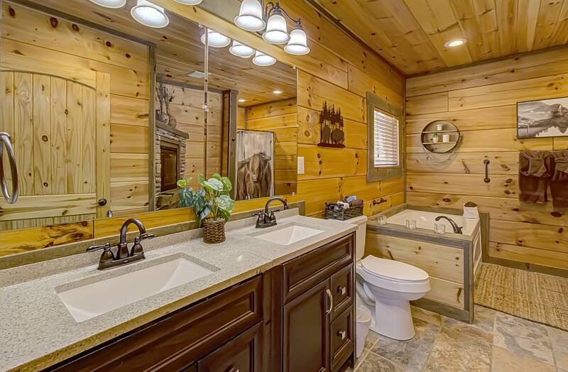 One bath in your charming cabin rental. at A Point of View in Gatlinburg TN