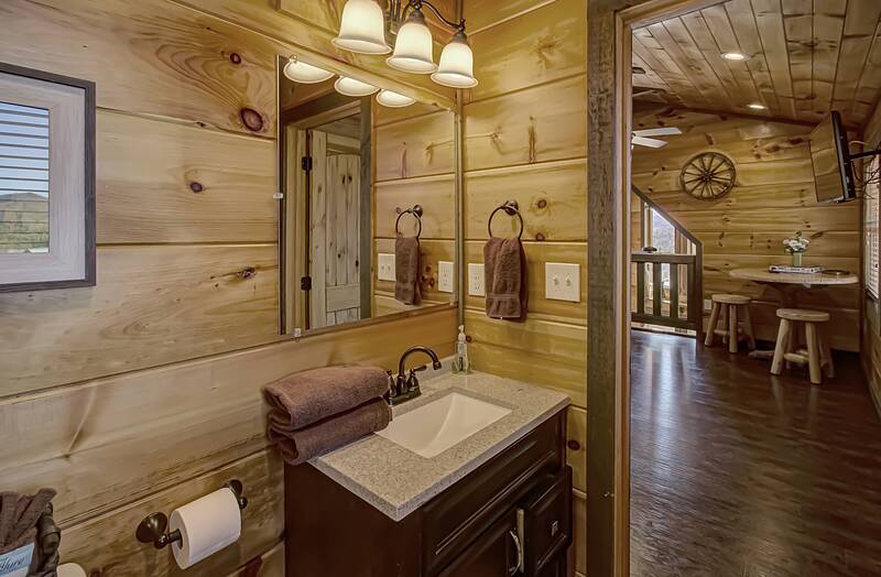 Full bath in your cabin loft. at A Point of View in Gatlinburg TN