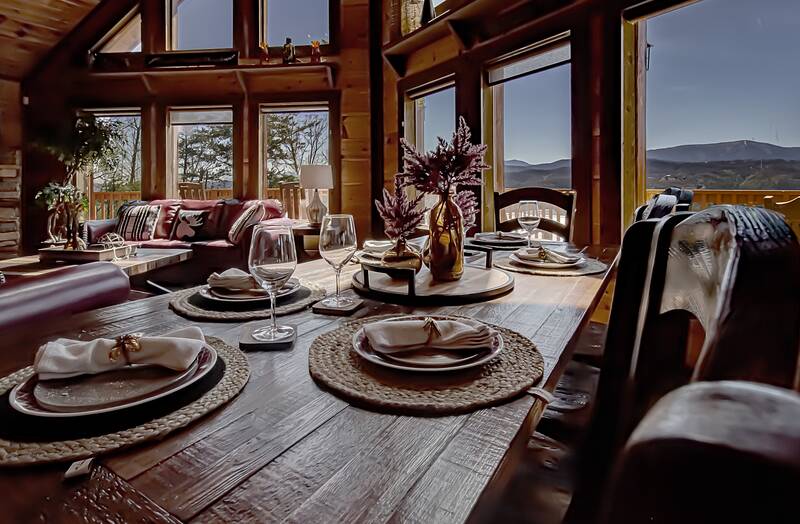 Dine in your cabin with awesome views of the Smoky Mountains. at A Point of View in Gatlinburg TN