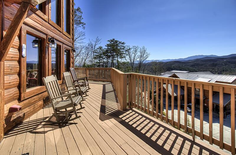 Smoky Mountain views from your cabin rental deck A Point of View. at A Point of View in Gatlinburg TN
