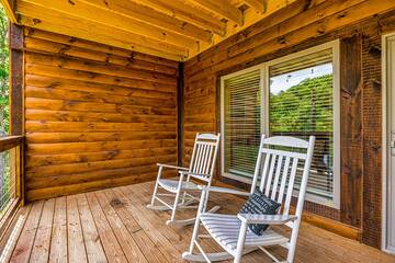 Relaxing rockers for taking in nature at your cabin in the Smokies.