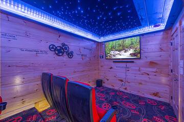 Private theater in you cabin rental in the Tennessee Smokies.
