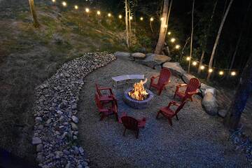 Night time at your cabin fire pit. 