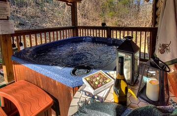 Family sized hot tub at your rental cabin in the Smokies.