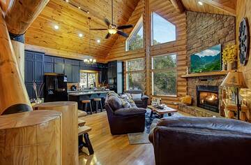Beautiful cabin rental in the Smokies with panoramic windows.