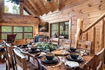 Dining room at your cacation cabin in the Smoky Mountains of Tennessee.