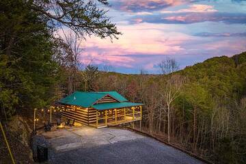 Aerial view of your Smoky Mountains cabin rental parking area. at Moonlight Obsession in Gatlinburg TN