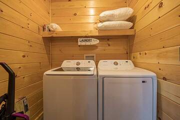 Save space packing with the cabin's washer and dryer.