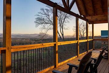 Enjoy Smoky Mountain sunsets from your cabin porch.