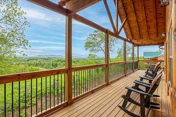 Take in wonderful views of the Smokies from your cabin's front porch.