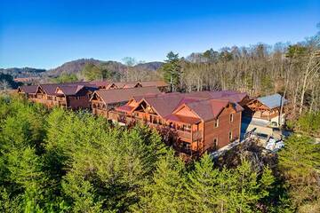 An aerial view of Cabin Fever Vacation.