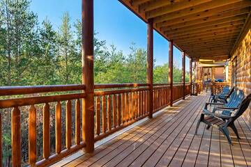 There's plenty of outdoor seating on the many cabin porches. 