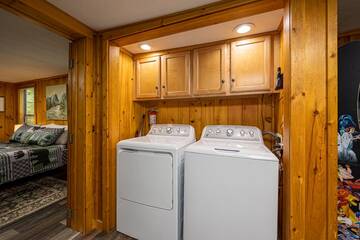 Rental cabin's washer and dryer.