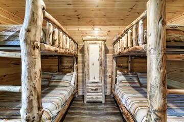 Children and teens love the rustic log bunks.