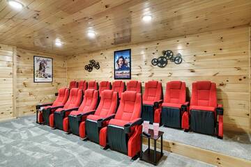 Cabin theater room to add exitement to movies and shows.