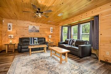 Living room at your Smoky Mountains cabin. at Mountain Creek View in Gatlinburg TN