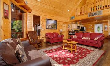 Open view of this cabin's large living room. at Applewood Manor in Gatlinburg TN