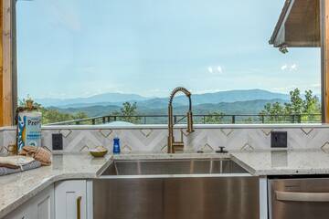 Wow the mountain views from your cabin's kitchen.