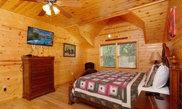 The second bedroom in your relaxing cabin rental next to Dollywood. at Applewood Manor in Gatlinburg TN