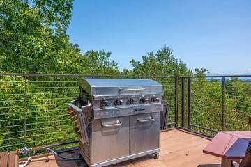 Outside grilling made easy with this large gas grill. at Five Bears Mountain View Lodge in Gatlinburg TN