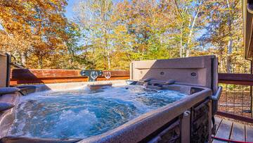 Large hot tub at your cabin in the Smokies.