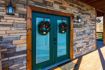 Christmas reefs on your cabin's doors. at Sunset Peak in Gatlinburg TN