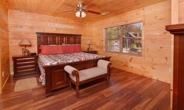 Spacious sleeping quarters with king size bed.  at Mother's Dream in Gatlinburg TN