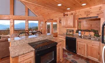 Fully equipped rental cabin kitchen for the holidays. at Mother's Dream in Gatlinburg TN