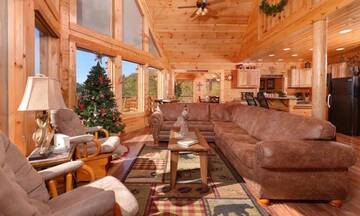 Relaxing log cabin atmosphere sure to add to your Smoky Mountains vacation. at Mother's Dream in Gatlinburg TN