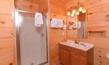 Roomy bathrooms with all the amenities of home. at Mother's Dream in Gatlinburg TN