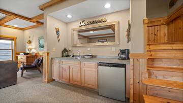 Convenient fridge and sink in your cabin's game room. at Moonlight Pines Lodge in Gatlinburg TN