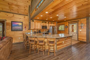 Smokies rental cabin with breakfast bar seating and more.  at The Appalachian in Gatlinburg TN
