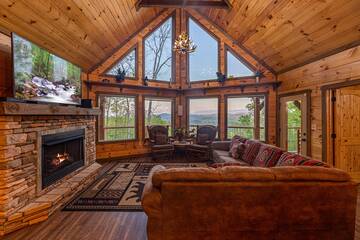 Smoky Mountain's 5 bedroom cabin living room. at The Appalachian in Gatlinburg TN