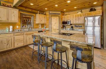 Kitchen at your vacation lodging cabin.