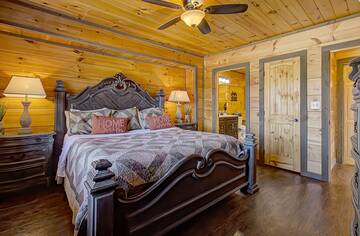 King sized bed at your Smoky Mountains cabin rental.