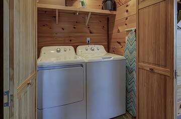 Cabin rental's washer and dryer.
