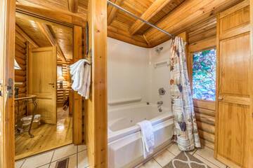 Full bath in your cabin escape. at Moose Lodge in Gatlinburg TN