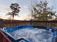 Relaxing hot tub on the quiet peaceful deck